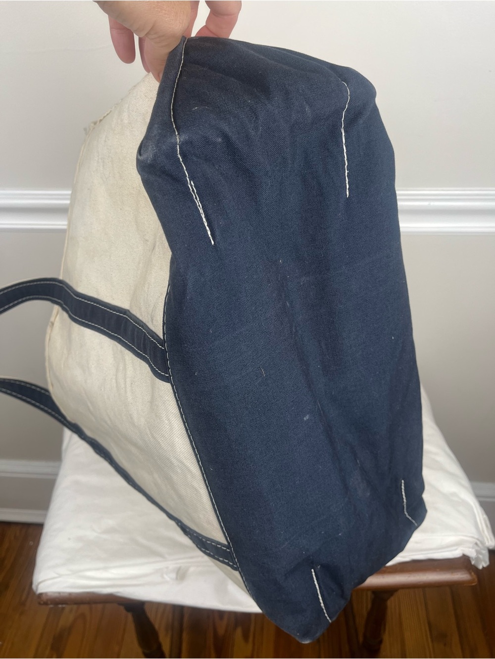 Vintage L.L. Bean Boat and Tote Canvas Bag Large Navy Blue Classic - Picture 4 of 12